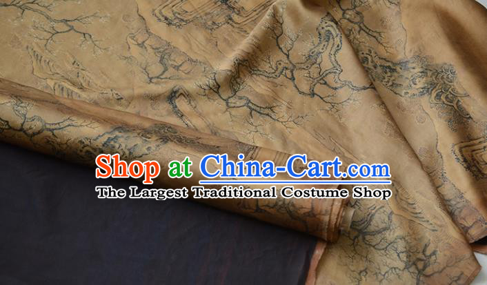 Chinese Silk Fabric Ginger Gambiered Guangdong Gauze High Quality Cheongsam Cloth Classical Pattern DIY Satin Fabric