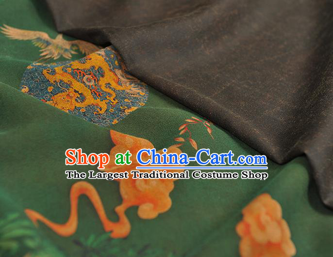 Chinese Traditional Dragon Pattern DIY Satin Fabric Silk Fabric Green Gambiered Guangdong Gauze Cheongsam Cloth