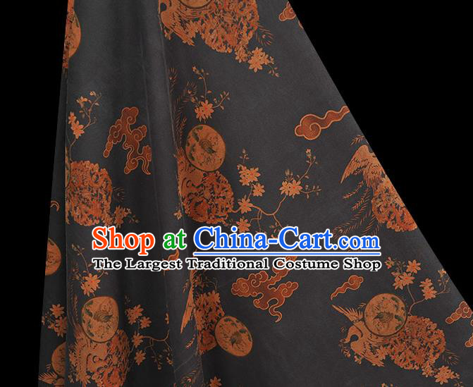Chinese Traditional Palace Fan Pattern DIY Satin Fabric Silk Fabric Navy Gambiered Guangdong Gauze Cheongsam Cloth