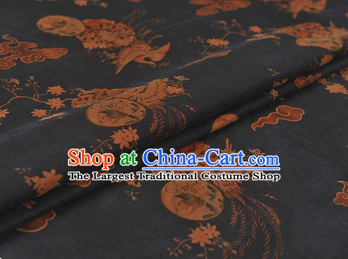 Chinese Traditional Palace Fan Pattern DIY Satin Fabric Silk Fabric Navy Gambiered Guangdong Gauze Cheongsam Cloth