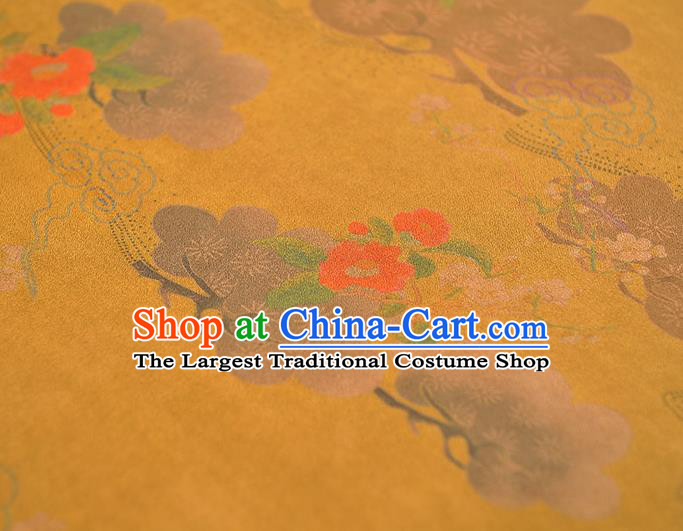 Chinese Cheongsam Cloth Traditional Flowers Pattern DIY Fabric Silk Fabric Yellow Gambiered Guangdong Gauze