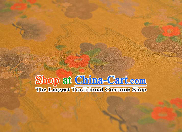 Chinese Cheongsam Cloth Traditional Flowers Pattern DIY Fabric Silk Fabric Yellow Gambiered Guangdong Gauze