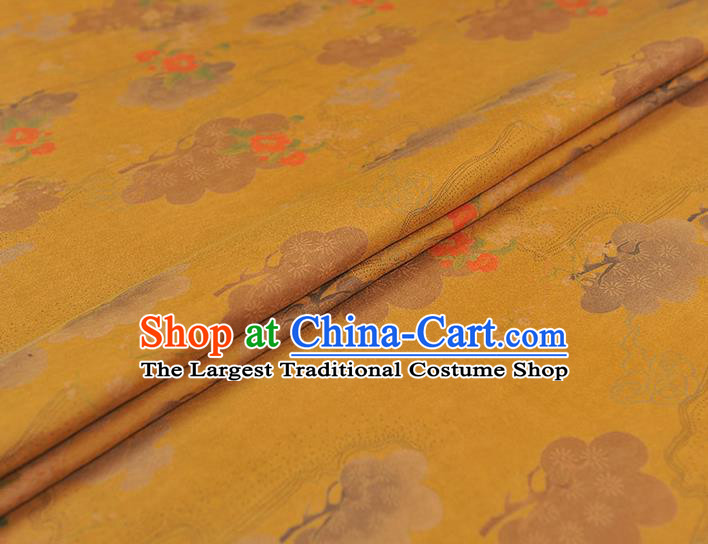 Chinese Cheongsam Cloth Traditional Flowers Pattern DIY Fabric Silk Fabric Yellow Gambiered Guangdong Gauze