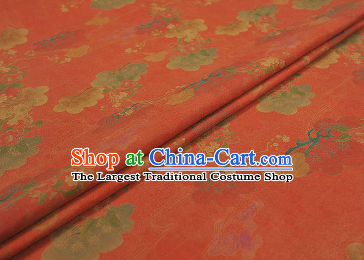 Chinese Red Gambiered Guangdong Gauze Cheongsam Cloth Traditional Flowers Pattern DIY Fabric Silk Fabric