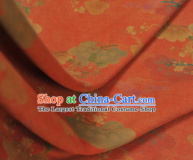 Chinese Red Gambiered Guangdong Gauze Cheongsam Cloth Traditional Flowers Pattern DIY Fabric Silk Fabric
