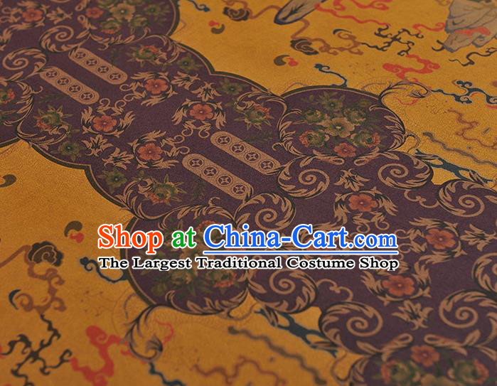 Chinese Traditional Mountain Pattern DIY Fabric Purple Gambiered Guangdong Gauze Cheongsam Silk Cloth