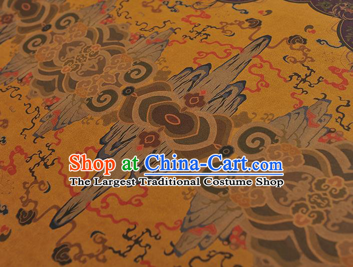 Chinese Traditional Mountain Pattern DIY Fabric Purple Gambiered Guangdong Gauze Cheongsam Silk Cloth