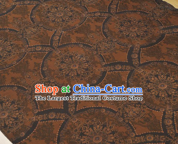 Chinese Tang Suit Brown Gambiered Guangdong Gauze Traditional Pattern Dress Fabric Cheongsam Silk Cloth