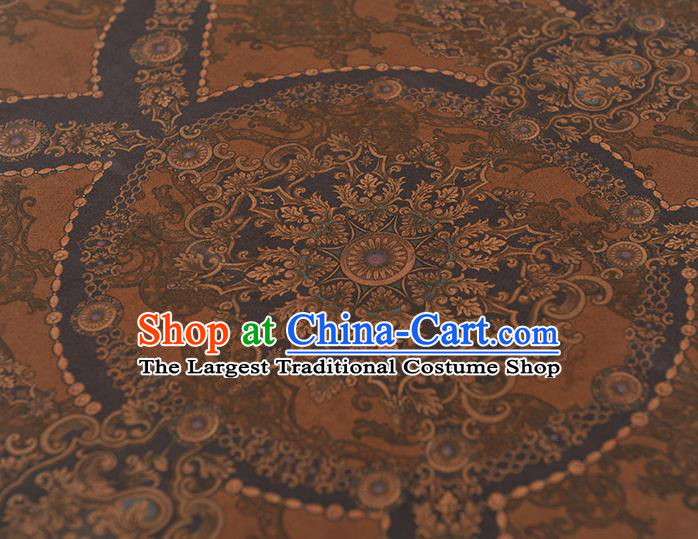 Chinese Tang Suit Brown Gambiered Guangdong Gauze Traditional Pattern Dress Fabric Cheongsam Silk Cloth