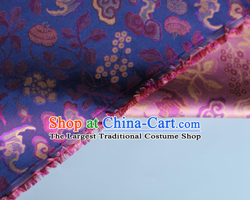 Chinese Classical Bats Pattern Song Brocade Purple Tapestry Cloth Traditional Cheongsam Jacquard Drapery Silk Fabric