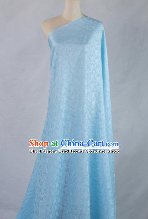 Chinese Silk Fabric Classical Cloud Pattern Blue Brocade Tapestry Cloth Traditional Qipao Dress Jacquard Drapery