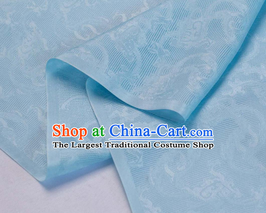 Chinese Silk Fabric Classical Cloud Pattern Blue Brocade Tapestry Cloth Traditional Qipao Dress Jacquard Drapery