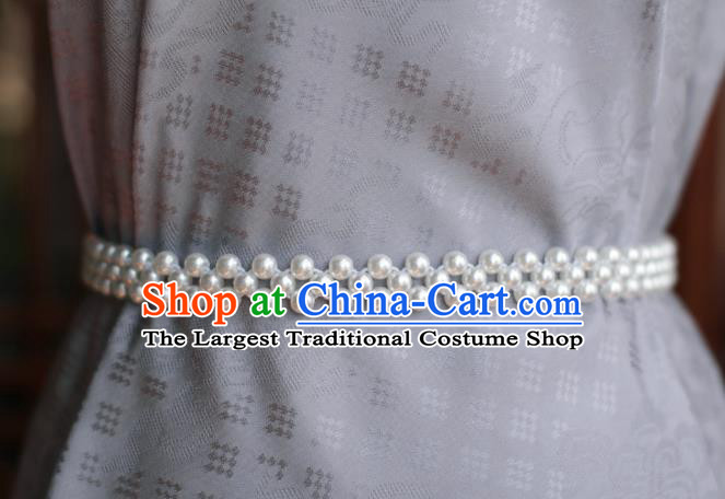 Chinese Traditional Qipao Dress Jacquard Drapery Silk Fabric Classical Eight Treasures Pattern Brocade Grey Tapestry Cloth