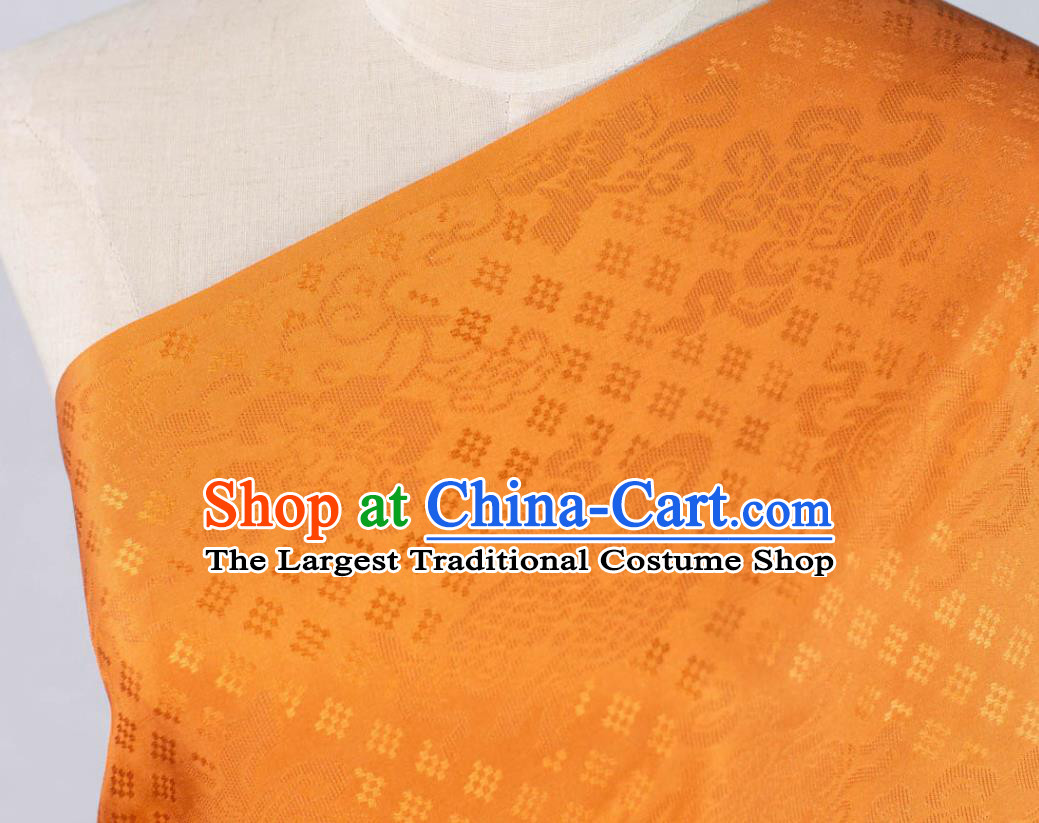 Chinese Classical Eight Treasures Pattern Brocade Orange Tapestry Cloth Traditional Qipao Dress Jacquard Drapery Silk Fabric