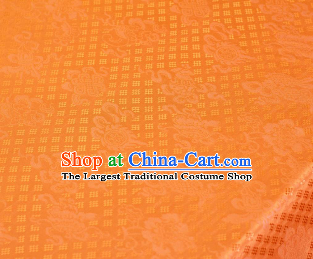 Chinese Classical Eight Treasures Pattern Brocade Orange Tapestry Cloth Traditional Qipao Dress Jacquard Drapery Silk Fabric