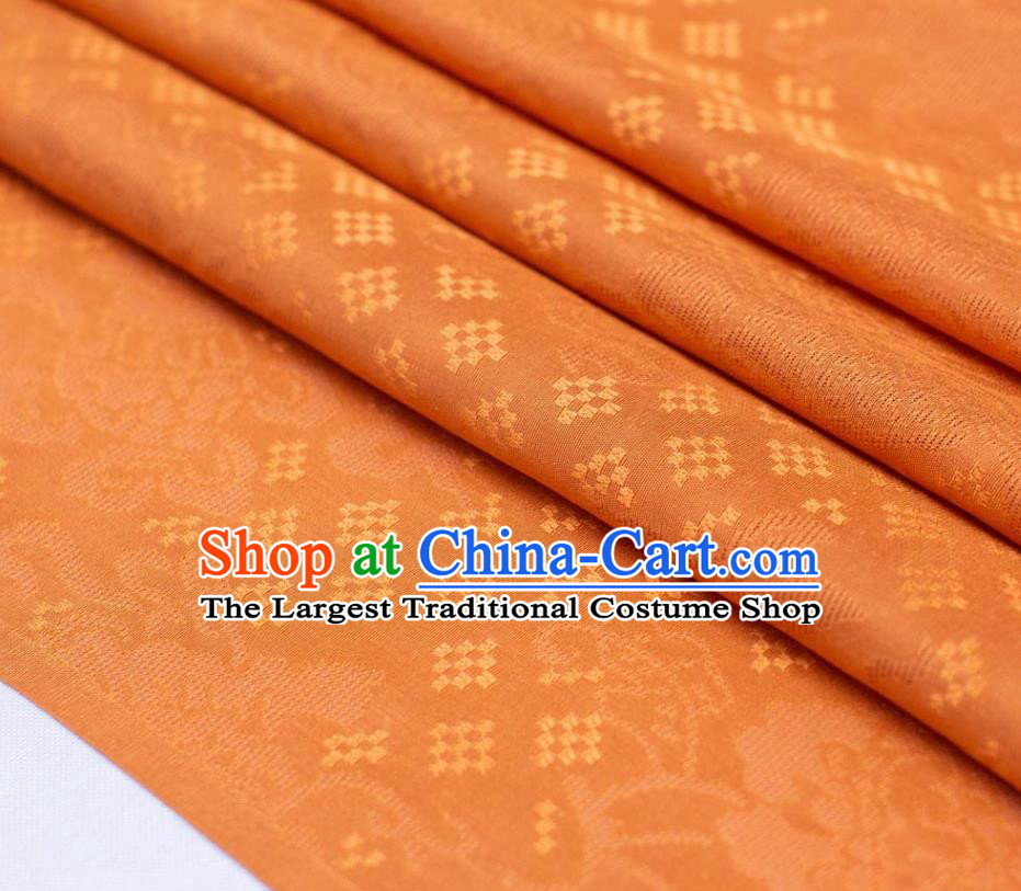 Chinese Classical Eight Treasures Pattern Brocade Orange Tapestry Cloth Traditional Qipao Dress Jacquard Drapery Silk Fabric