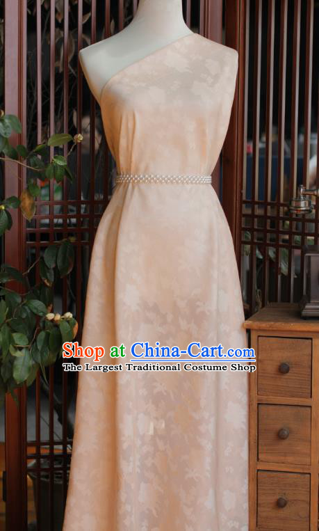 Chinese Classical Camellia Pattern Brocade Cloth Jacquard Tapestry Cloth Traditional Qipao Dress Drapery Champagne Silk Fabric