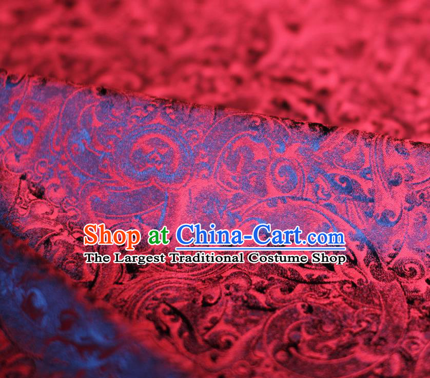 Chinese Silk Fabric Classical Pattern Wine Red Brocade Cloth Jacquard Tapestry Cloth Traditional Qipao Dress Drapery