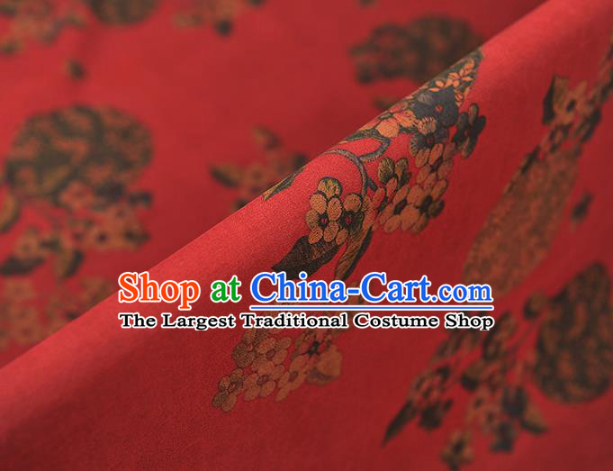 Chinese Traditional Pattern Wedding Dress Fabric Cheongsam Red Silk Cloth High Quality Gambiered Guangdong Gauze