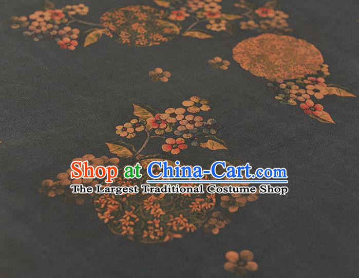 Chinese High Quality Gambiered Guangdong Gauze Traditional Pattern Wedding Dress Fabric Cheongsam Deep Grey Silk Cloth