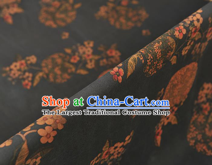 Chinese High Quality Gambiered Guangdong Gauze Traditional Pattern Wedding Dress Fabric Cheongsam Deep Grey Silk Cloth