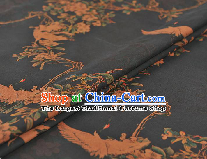 Chinese Cheongsam Silk Cloth Top Quality Gambiered Guangdong Gauze Traditional Sakura Crane Pattern Dress Fabric