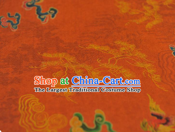 Chinese Traditional Dragon Phoenix Pattern Dress Fabric Cheongsam Silk Cloth Orange Gambiered Guangdong Gauze