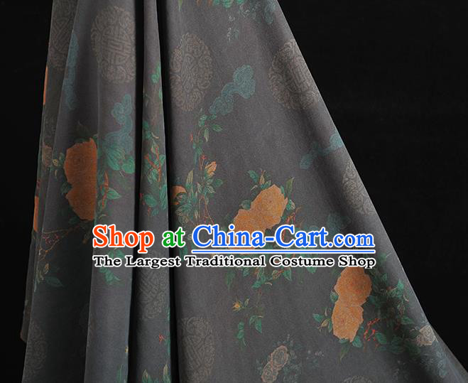 Top Chinese Traditional Roses Pattern Dress Cloth Cheongsam Silk Fabric Navy Gambiered Guangdong Gauze