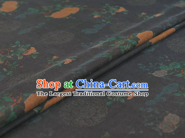Top Chinese Traditional Roses Pattern Dress Cloth Cheongsam Silk Fabric Navy Gambiered Guangdong Gauze