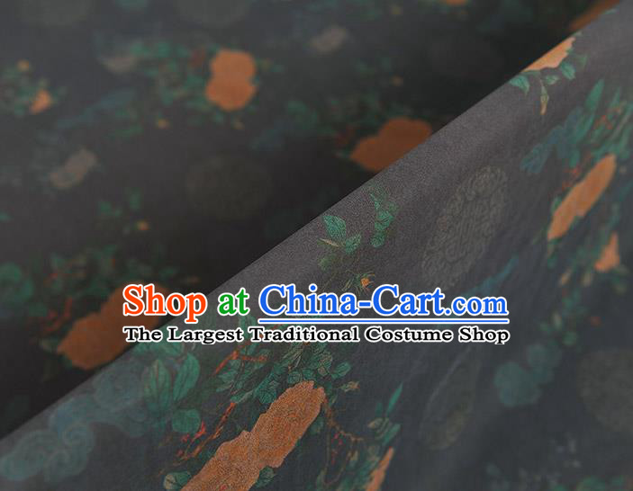 Top Chinese Traditional Roses Pattern Dress Cloth Cheongsam Silk Fabric Navy Gambiered Guangdong Gauze
