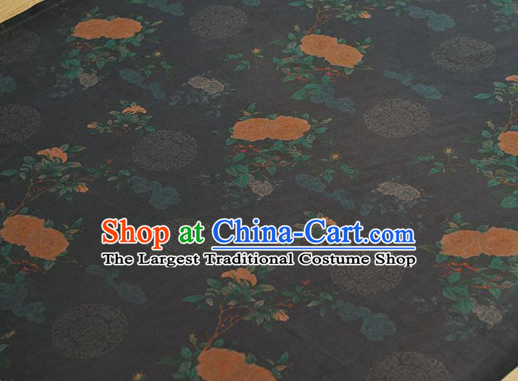 Top Chinese Traditional Roses Pattern Dress Cloth Cheongsam Silk Fabric Navy Gambiered Guangdong Gauze
