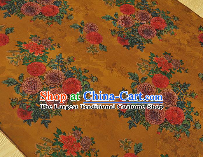 Top Chinese Cheongsam Golden Silk Fabric Gambiered Guangdong Gauze Traditional Jacquard Satin Cloth