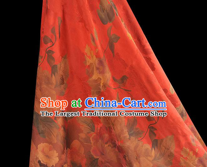 Top Chinese Traditional Jacquard Red Brocade Cloth Cheongsam Silk Fabric Classical Gambiered Guangdong Gauze