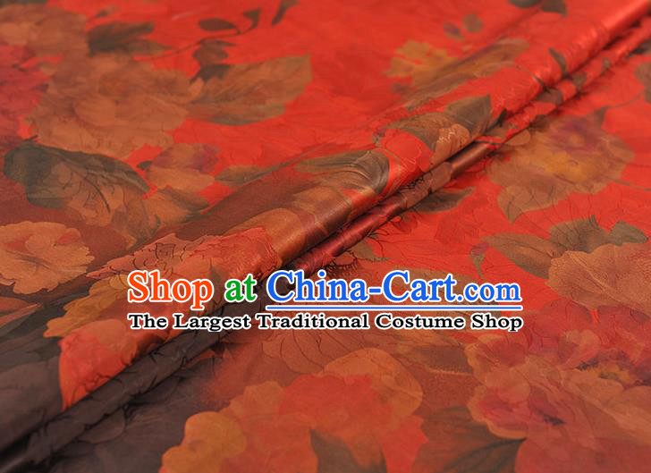 Top Chinese Traditional Jacquard Red Brocade Cloth Cheongsam Silk Fabric Classical Gambiered Guangdong Gauze