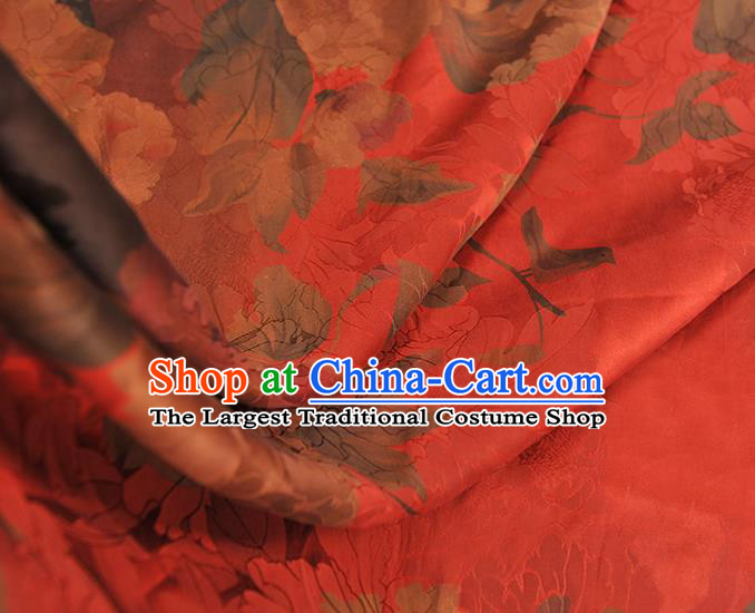 Top Chinese Traditional Jacquard Red Brocade Cloth Cheongsam Silk Fabric Classical Gambiered Guangdong Gauze