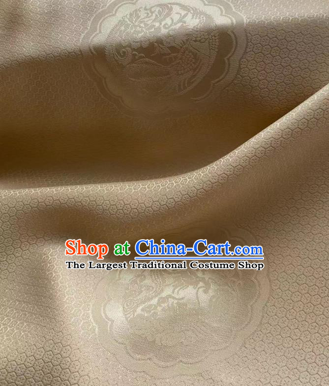 Chinese Jacquard Tapestry Material Traditional Hanfu Dress Drapery Light Golden Silk Fabric Classical Dragon Phoenix Pattern Brocade Cloth