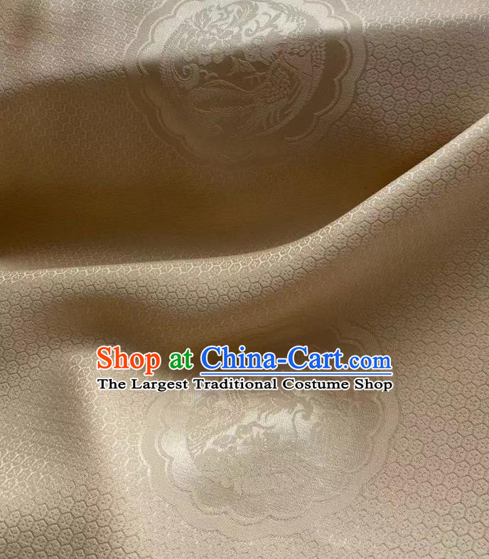 Chinese Jacquard Tapestry Material Traditional Hanfu Dress Drapery Light Golden Silk Fabric Classical Dragon Phoenix Pattern Brocade Cloth