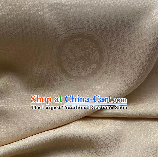 Chinese Jacquard Tapestry Material Traditional Hanfu Dress Drapery Light Golden Silk Fabric Classical Dragon Phoenix Pattern Brocade Cloth
