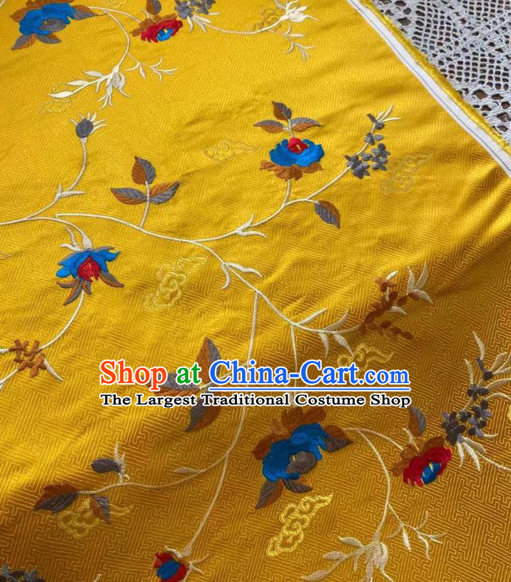 Chinese Jacquard Tapestry Material Traditional Cheongsam Drapery Silk Fabric Classical Embroidered Pattern Yellow Brocade Cloth