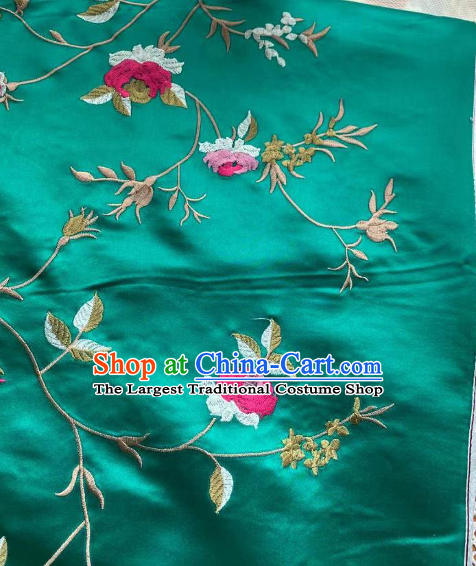Chinese Classical Embroidered Pattern Green Brocade Cloth Jacquard Tapestry Material Traditional Cheongsam Drapery Silk Fabric