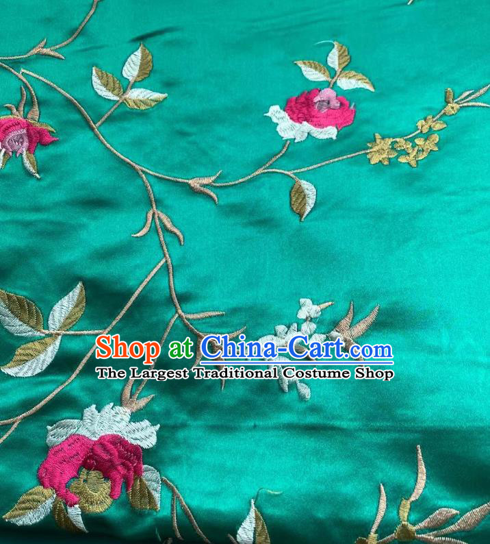 Chinese Classical Embroidered Pattern Green Brocade Cloth Jacquard Tapestry Material Traditional Cheongsam Drapery Silk Fabric