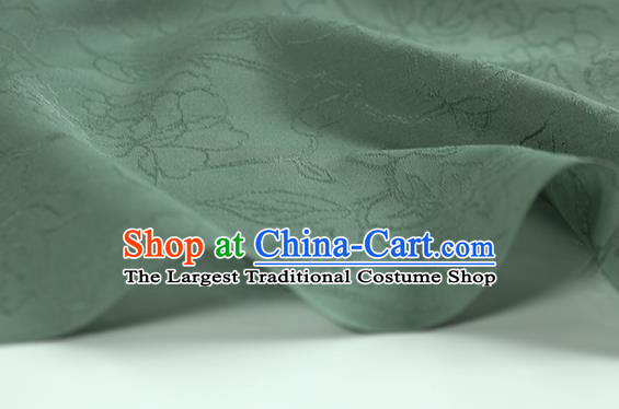 Chinese Jacquard Tapestry Material Traditional Cheongsam Drapery Green Silk Fabric Classical Camellia Pattern Brocade Cloth