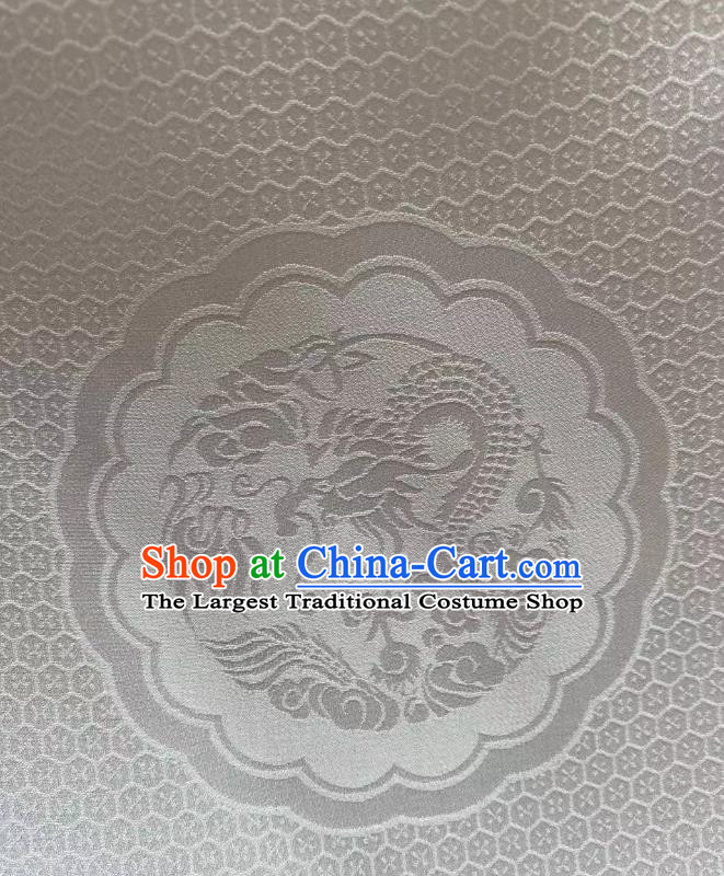Chinese Classical Dragon Phoenix Pattern White Brocade Cloth Jacquard Tapestry Material Traditional Tang Suit Drapery Silk Fabric