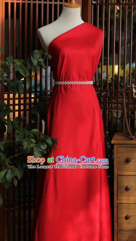 Chinese Silk Fabric Classical Wedding Pattern Red Brocade Cloth Tapestry Material Traditional Qipao Dress Drapery