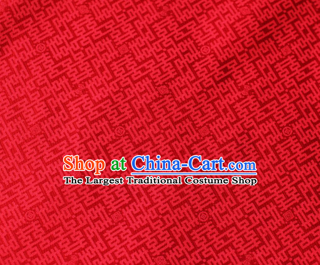 Chinese Silk Fabric Classical Wedding Pattern Red Brocade Cloth Tapestry Material Traditional Qipao Dress Drapery