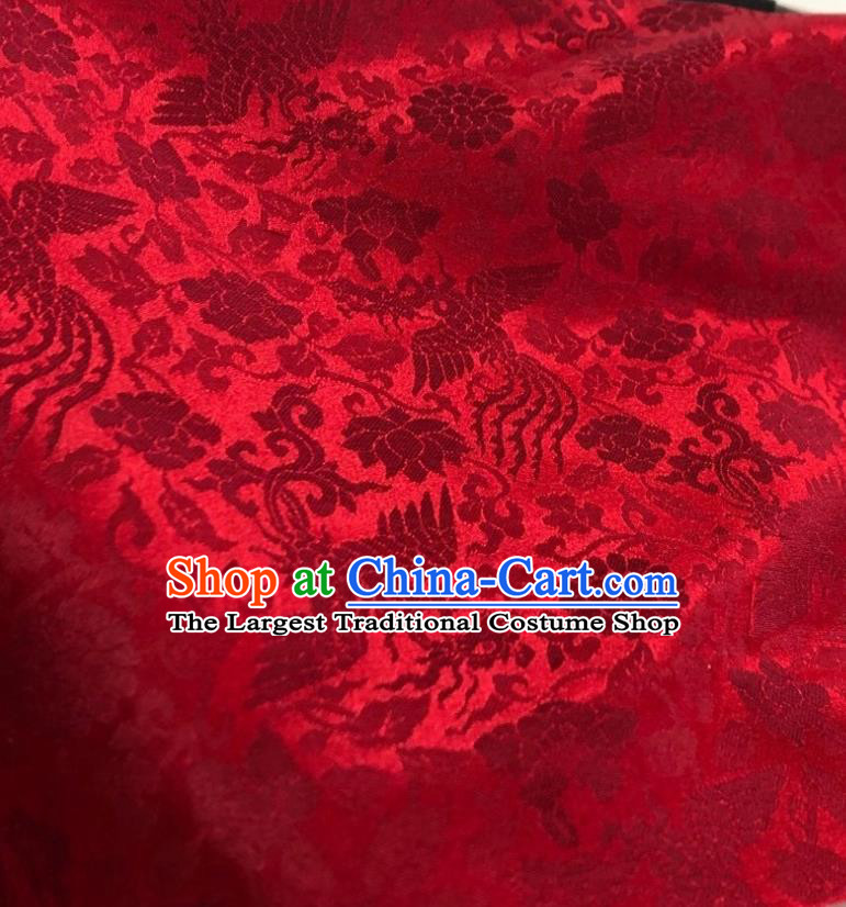 Chinese Traditional Qipao Dress Drapery Silk Fabric Classical Phoenix Peony Pattern Wine Red Brocade Cloth Tapestry Material
