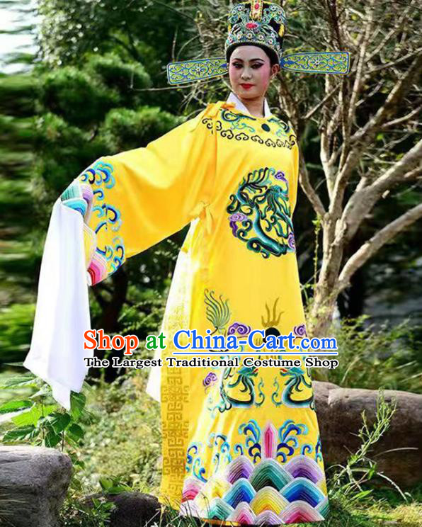China Beijing Opera Niche Garment Shaoxing Opera Scholar Clothing Traditional Peking Opera Xiaosheng Embroidered Yellow Robe