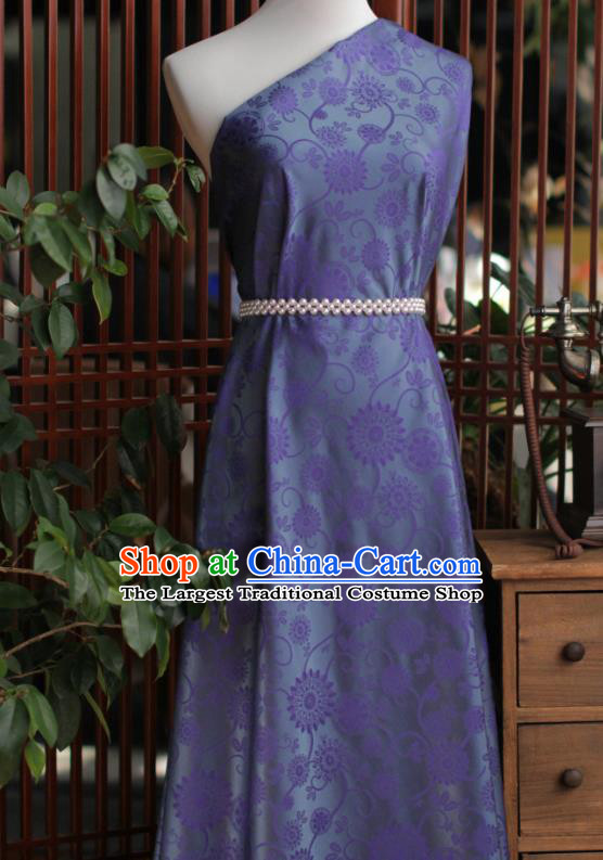 Chinese Classical Calendula Pattern Brocade Cloth Tapestry Material Traditional Qipao Dress Damask Drapery Purple Silk Fabric