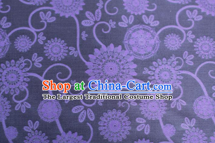 Chinese Classical Calendula Pattern Brocade Cloth Tapestry Material Traditional Qipao Dress Damask Drapery Purple Silk Fabric