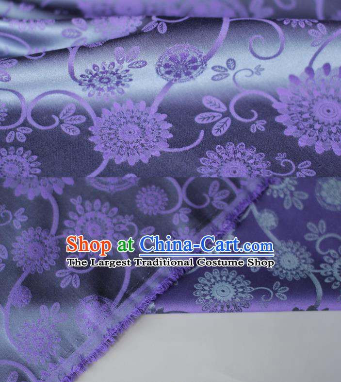 Chinese Classical Calendula Pattern Brocade Cloth Tapestry Material Traditional Qipao Dress Damask Drapery Purple Silk Fabric